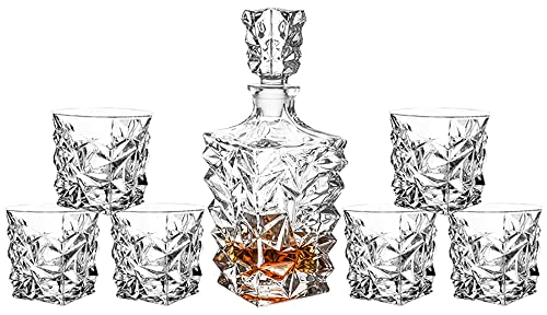 QTANZIQI Ensemble de 6 Verres à Whisky en Cristal à l'ancienne, gobelets de Bar pour Boire du Bourbon, du Scotch, du Whisky, des Cocktails, du Cognac, Cadeau pour Petit ami (Type 13)