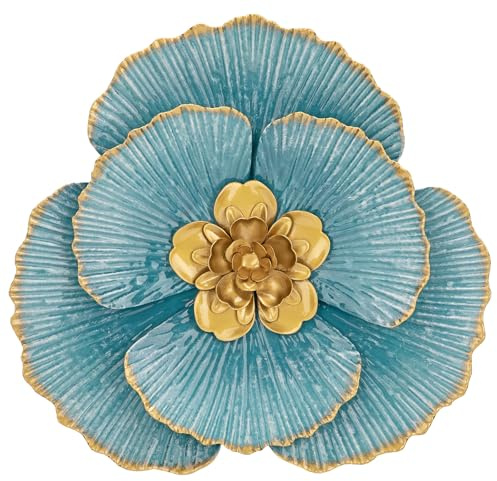 3er-Set Wandskulpturen Wandblume aus Metall Magnolie Wandschmuck Dekorationen 3D Metallbilder Modernes Antik-Finish für Haus Wohnzimmer Esszimmer Schlafzimmer Küche Korridor
