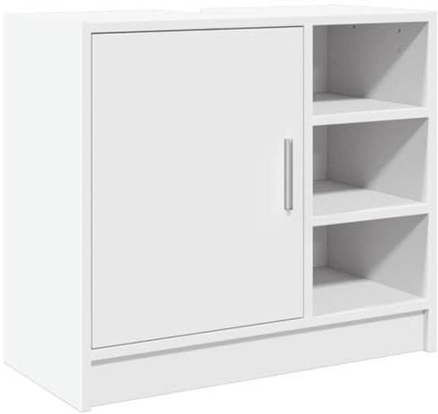 vidaXL Armoire de lavabo Blanc 63x29x55 cm Bois d'ingénierie, Armoire de Salle de Bain, Armoire de Rangement Salle de Bain, Meuble lavabo de Salle de Bain