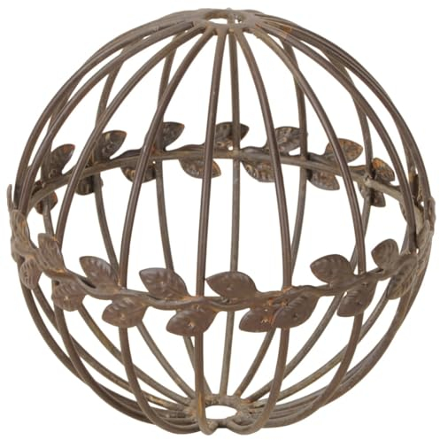 Boule décorative en fer avec vrille de fleurs – Décoration de jardin en couleur rouille comme décoration d'extérieur résistante aux intempéries pour jardin, jardin, terrasse, balcon et plus encore –