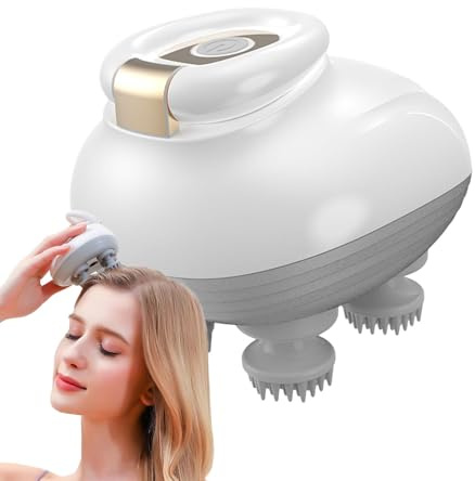 Paodduk Masajeador de cabello eléctrico,Masajeador de cuero cabelludo eléctrico, Masajeador de cuero cabelludo recargable, El Massager eléctrico portátil del cuero cabelludo para la tensión se relaja,