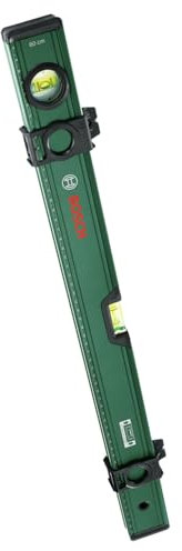 Bosch Wasserwaage 60cm (mit 2 Markierungsschiebern; Horizontale und vertikale fluoreszierende Libellen; Metrische Skala; Aluminiumgehäuse; Softgrip-Stoßdämpfer; V-Nut)