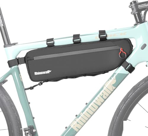 Rhinowalk Bike Frame Bag Bicycle Triangle Bag Under Top Tube Pouch Storage Pouch with 2 Side Pockets (Black,L : 2.7L)