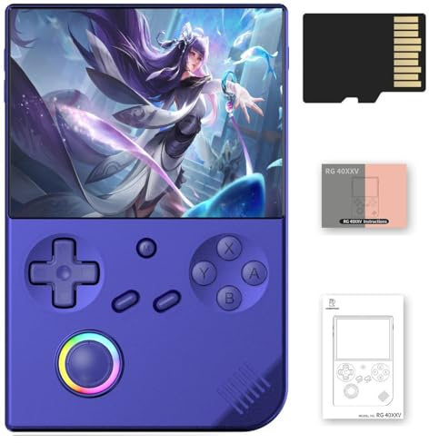 Voacle RG40XXV Retro Handheld Game Console , 4.0 Inch IPS Screen Linux System Built-in 64G TF Card 5528 Games Support HDMI TV Output 5G WiFi Bluetooth 4.2(Blue)