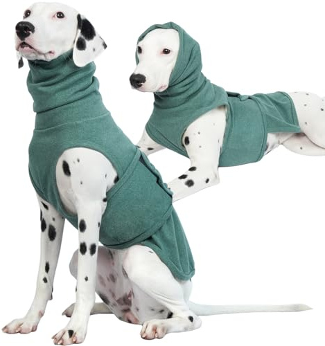 ROZKITCH Dog Anxiety Vest Calming Jacket with Hoodie Soft Ears Cover, Warm Clothes with Ear Wrap for Fireworks Travel Vet Visit Separation Anxiety Relief, Calming Shirt Wrap Green 2XL