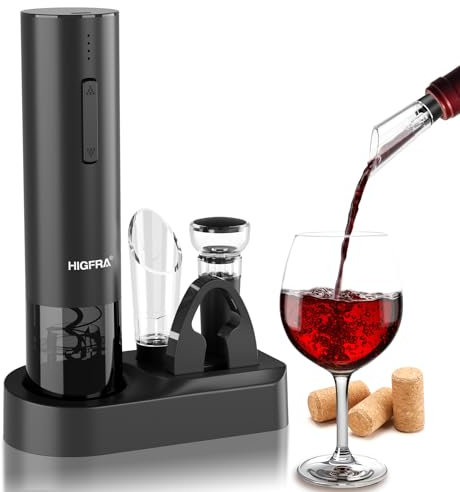 Wine Opener Premium Wine Gift Set - Rechargeable Electric Wine Opener, Wine Aerator, Vacuum Stopper & Foil Cutter - Perfect for Home, Bar, Parties (KP3)
