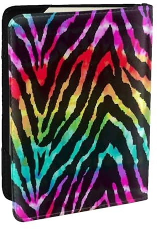 AABSTBFM Reisepasshülle mit buntem Regenbogen-Zebra-Druck, 16,5 cm, Leder, Reisepasshülle, Kartenetui für Damen und Herren, Schwarz , Einheitsgröße