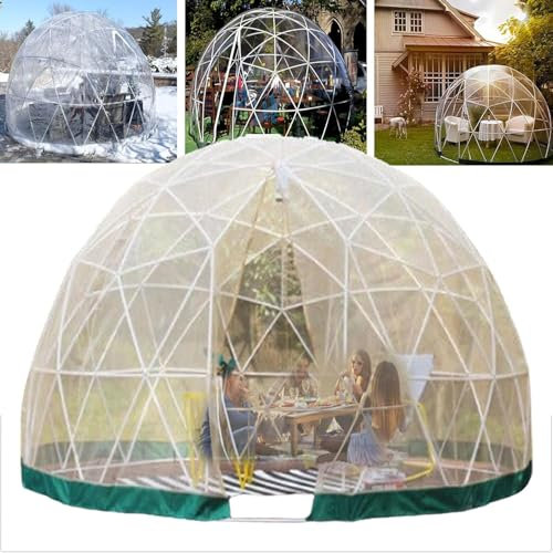 Hoiaost Garten-Kuppel-Iglu, Outdoor-Kuppelzelt Für 4–8 Personen, Gewächshaus-Garten-Iglu Mit Fenster, Wasserdichtes, Durchsichtiges Kuppelzelt Geeignet, Für Gewächshaus, Camping, Spielhaus,3.6m