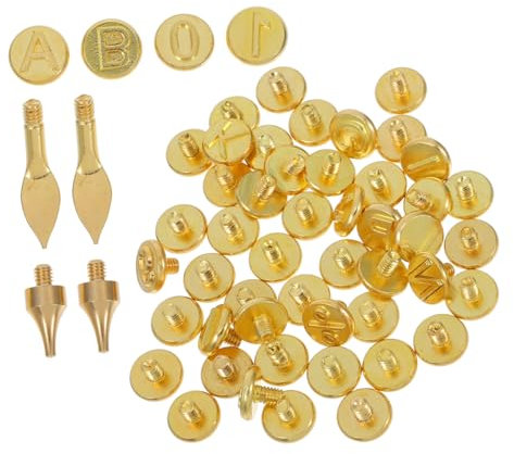 Generisch 56-teilige Holz-/Leder-brennspitzen-Sets Mit Alphabet- Und Zahlenstempeln, Ideal Für DIY-holzhandwerk, Prägung, Holzschnitzerei, Brandmalerei