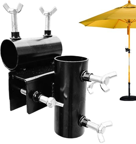 Deck Umbrella Mount,Balcony Railing Parasol Bracket | Anti-Slip Adjustable Railing Umbrella Clamp for Balcony, Pool, Beach, Picnic, Garden