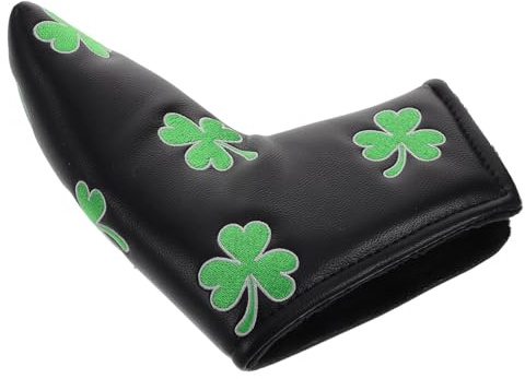 KOMBIUDA Pu Leather Golf Putter Headcover with Shamrock Embroidery Wear-resistant Enhanced Cushioning Protective Cover for Golf Clubs Stylish Design
