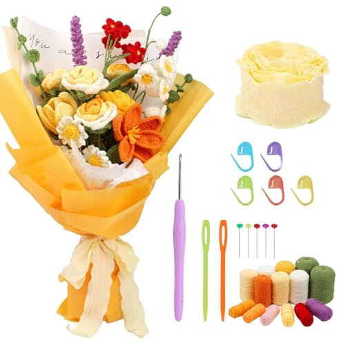Kit de flores de crochet, conjunto de crochet de flor Colorido juego de