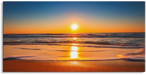 Paul Sinus 120x60cm Wandbild Leuchtender Sonnenuntergang am Strand Meeresblick