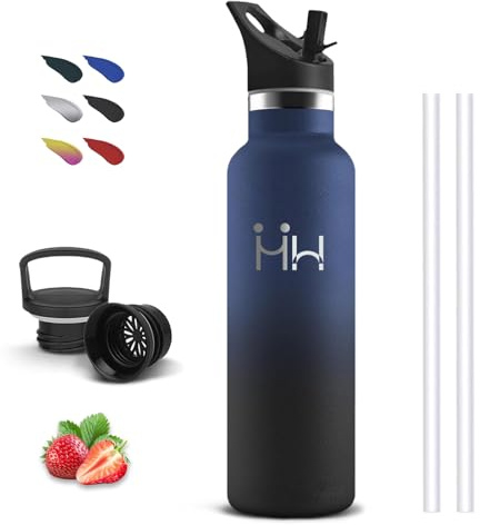 Botella Agua Acero Inoxidable- 750ml- Botella Termica, A Prueba de Fugas, Cantimplora con Pajita, sin Bpa, Doble Aislamiento, Cantimplora para la Correr, Oficina, Cámping, Senderismo, Yoga, Gimnasia