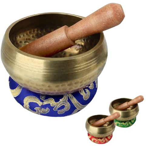 Vivezen - Kit de bol chantant tibétain de méditation avec coussin et maillet - Diam 10 cm - Plusieurs coloris