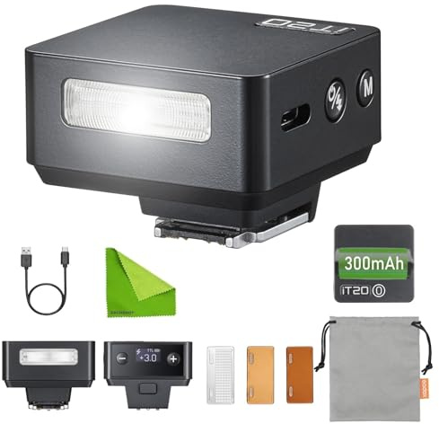Godox iT20 O iT20O GODOX TTL Auto Mini Flash for Olympus and Panasonic, TTL/Manual Modes, Magnetic Color Filters, 1.5s Recycle, Hot Shoe Triggering for Olympus E-M1,E-M5 I,E-M10 II (Black)