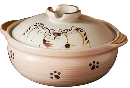 Casseruola Banko in Terracotta, pentola di Terracotta per Shabu, pentola in Ceramica per Cottura a Vapore, a Fuoco Lento e a Fuoco Lento (Un Colore, 2,8 l)