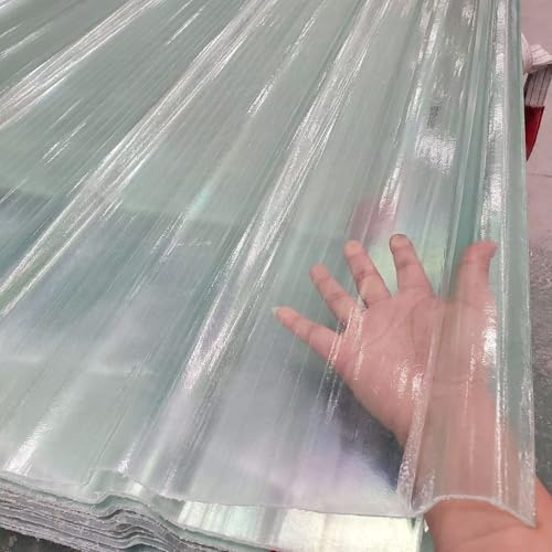 Panneaux de Toiture Transparente,Panneaux d'Éclairage Naturel,Plaque d'Éclairage du Jour en Frp Anti-UV,Tôle Ondulée de 1,5 Mm,Autonettoyante Silencieuse,Anti-Pluie (0.9x1.4m/35x55in,1 Pcs)