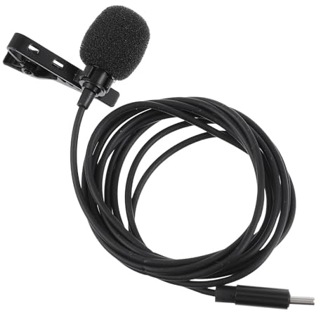 PRETYZOOM USB-c Lavaliermikrofon Ansteckmikrofon für Handy, Schwarz | Tpe, Eisen und Schwamm, Laval Clip Design, 360° Omnidirektionale Aufnahme mit Windschutz