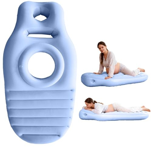 Wxeadu Cuscino Gonfiabile per la Gravidanza, Tappetino da Yoga per Donne Incinte, Cuscino per Maternità con Foro per La Pancia, Supporto per Il Pancione, Supporto del Corpo Intero per Dormire, Blu