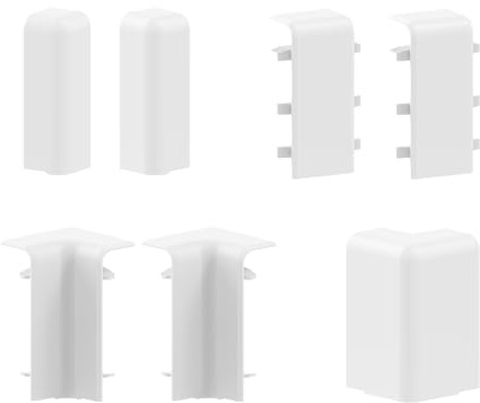 Habengut Kit d'accessoires (2 x IE, 1 x AE, 1 x ES Gauche, 1 x ES à Droite, 2 x connecteurs) pour Le Montage de la plinthe 20 x 70, Blanc