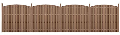 neu.holz WPC Gartenzaun mit Rundbogen und Pfosten 185x747cm Braun Sichtschutz Windschutz Lamellenzaun Zaun