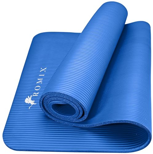 ROMIX Tapis Yoga 15mm Epais Antidérapant Tapis de Sport avec Sac de Transport et Sangle, Premium Non Toxique Yoga Mat- de Sol Parfait pour Entraînement Maison, Gym Pilates Sport et Voyage - 180 x 60cm