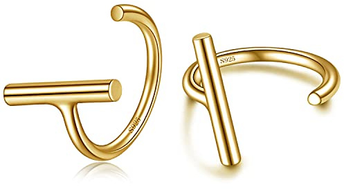 CHIC & ARTSY Half Hoop Earrings Vergoldete 925 Sterling Silber Bar Huggie Hoop Ohrringe für Frauen