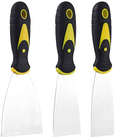 Miuse 3 Pack Wallpaper Scraper Tool Set with Plastic Handle and Metal Blade Scraper, DIY Decorating Paint Removal Scraper Tool Set