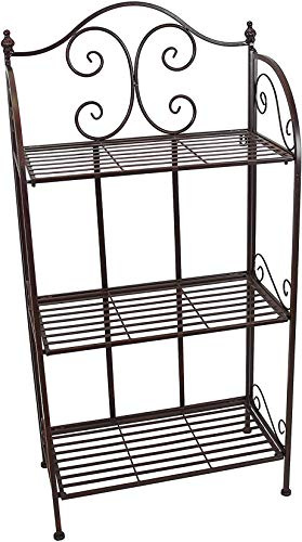 Dekoleidenschaft Metallregal Arabeske mit Ranken, Antik braun, Standregal, Klappregal, Badregal, Blumenregal