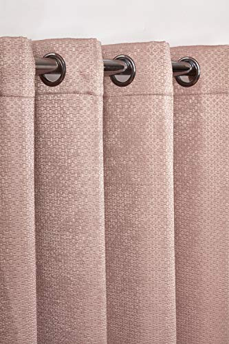 Emma Barclay – 3D Embossed Blackout Curtains for Bedroom Living Room Thermal Insulated Woven Eyelet Blackout Curtains With Reflective Reverse Weave Ambiance Collection (46” x 54” Inch)(Blush Pink)