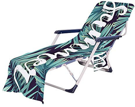 FANSU Schonbezug für Gartenliege Frottee Liegenauflage Garten Sonnenliege Handtuch mit 2 Taschen Stuhl Strandtuch für Schwimmbäder, Strände, Gartenhotels (Sommer,75x210cm)