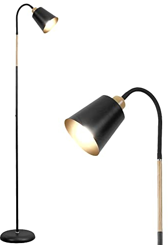 Anten VILI | Stehlampe Wohnzimmer E27 Schwenkbare 360° Fassung Max.60W | Leselampe für Sofa Schlafzimmer | Metall Stehleuchte Schwarz mit Höhe 159cm (ohne Leuchtmittel)