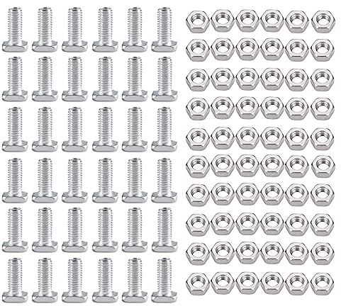 CYUaoao Gewächshausschrauben M6 Schrauben mit Muttern 50 Set Hammerkopfschrauben Aluminiummuttern Vierkant Gewächshausmuttern und Schrauben Silber für Möbel Werkzeug Gewächshausreparaturen