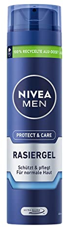 NIVEA MEN Protect & Care Rasiergel (200 ml), Schutz und Pflege für eine sanfte Rasur, hautschonendes Rasiergel für Männer mit Aloe Vera und Panthenol