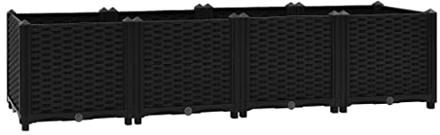 vidaXL Raised Planter Bed - Large Outdoor Polypropylene Garden Bed for Growing Plants, Flowers, and Herbs - Durable and Sturdy - Black.