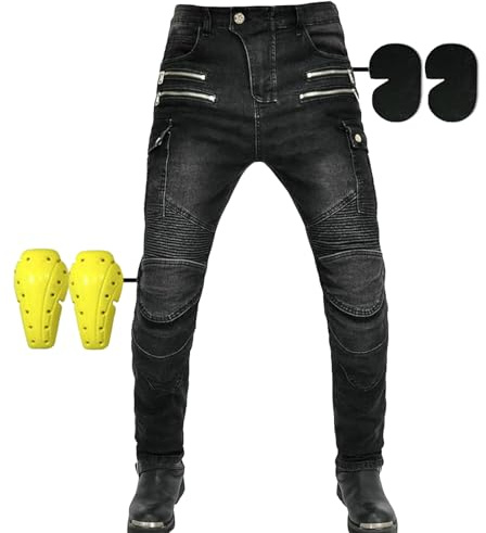 SHUOJIA Pantalon De Moto Pour Hommes Et Femmes, Jeans De Motard Protection Renforcée En Denim Pantalons De Course (A11,M)