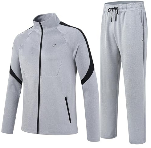 MoFiz Tuta Completo Sportivo Uomo Tennis Abbigliamento Palestra con Cerniera per Attività all'aperto Grigio XL