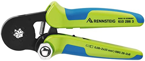 Rennsteig Aderendhülsencrimpzange PEW 8.286 (0, 08 – 16, 0 mm² / AWG 28 6, Abmessung 180 mm, ergonomische 2K Griffe, Crimpwerkzeug) 610 286 3, R610 286 3