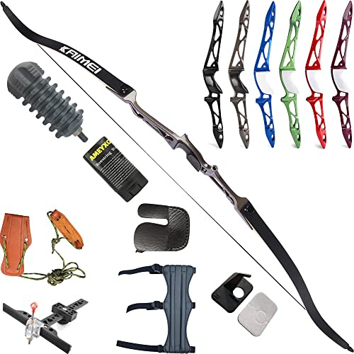 wolfman Bogenschießen Recurvebogen Set Erwachsene 66/68/70 Zoll 12-40 lbs Recurv Bogen Set Praxis Bogen Wettbewerb Bogen Jagd Bogen für Bogenschießen Club Schießwettbewerb RH(Grau, 68/40Lbs)