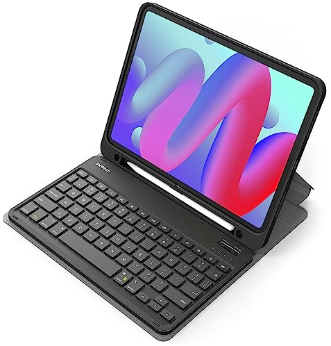 Inateck Case with Keyboard for iPad A16 11th Gen 2025 11 inch/10th Gen 2022 10.9 inch, Detachable Keyboard with Pencil Holder for iPad Air 11 M3 2025/M2 2024, Air 5/4, Pro 11 4/3/2/1, KB04002 Black