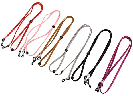Healeved Brillenband Brillenkette Brillenhalter 6 Stück Verstellbar rutschfest Stoff Handstrick Sportbrillen Herren Outdoor Aktivitäten Brillen Festzubehör