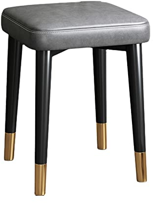 Balama Tabouret en métal noir, gris et doré, empilable, rembourré, 45 x 31 x 31 cm, avec patins réglables et cuir synthétique robuste