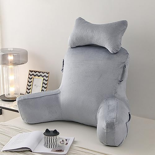 AMZZHAO Tragbares Lesekissen für Bett,Sitzkissen,Rückenkissen mit Armlehnen,Bücherkissen mit Abnehmbarer Nackenrolle & waschbarem Bezug,Rückenlehne,Ergonomisch