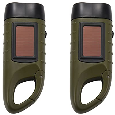 liovitor 2X Mini Lampe de Poche Solaire Dynamo D'urgence Manivelle Dynamo Rechargeable LED Lumière Lampe De Charge Puissante Torche