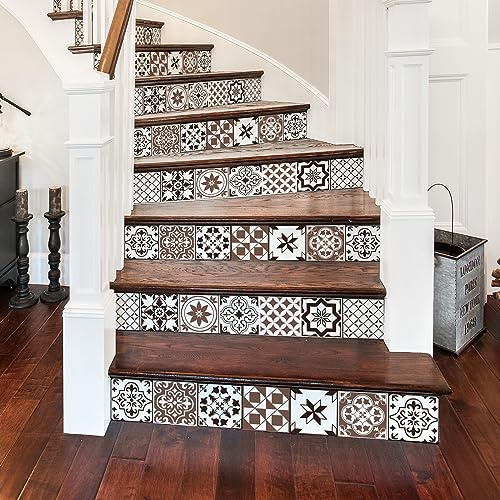 Ambiance - Adhesivo adhesivo para escaleras de azulejos de cemento (2 tiras de 15 x 105 cm)