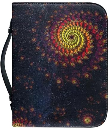 Kuiaobaty Fractal Spiral Kleine Buchhülle mit Reißverschluss und Griff, Abstrakte Farbe Kunst Buchumschläge Kunstleder Buch Schutztaschen
