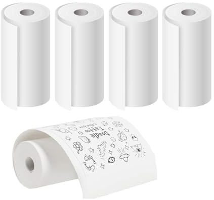 Supfoto Lot de 5 rouleaux de papier d'impression thermique sans encre pour mini autocollants, reçus, imprimante de poche Bluetooth pour photo, journal, notes, mémo, 57 x 20 mm