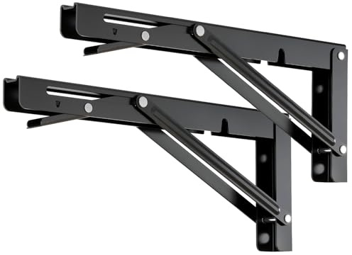 Klappkonsole Schwerlast 250 mm, LSK Klappwinkel 90 Grad Schwarz 2 PCS Metall Klappregalhalterungen Klappscharnier für Klapptisch Wandmontage Wandtisch Klappbar Wandregal Tragkraft 100KG