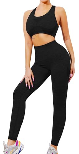 SHEKINI Trainingsanzug Damen Streatwear Jogginganzug Sport Set Frauen Outfit Nahtloser Abnehmbare Gepolstert BH Racerback +Leggings Sportanzug